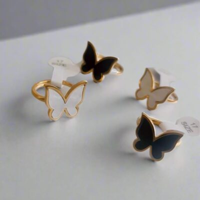 Butterfly Black & White Ring