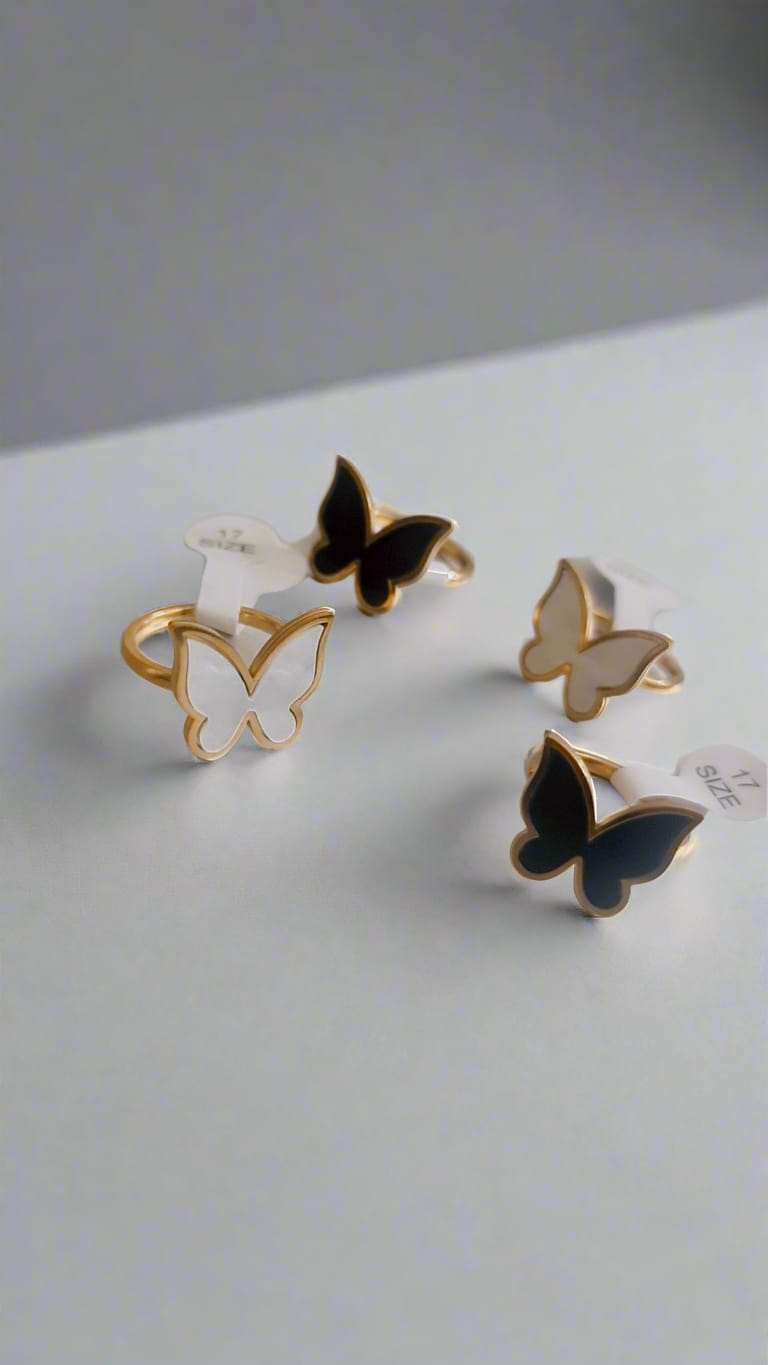 Butterfly Black & White Ring